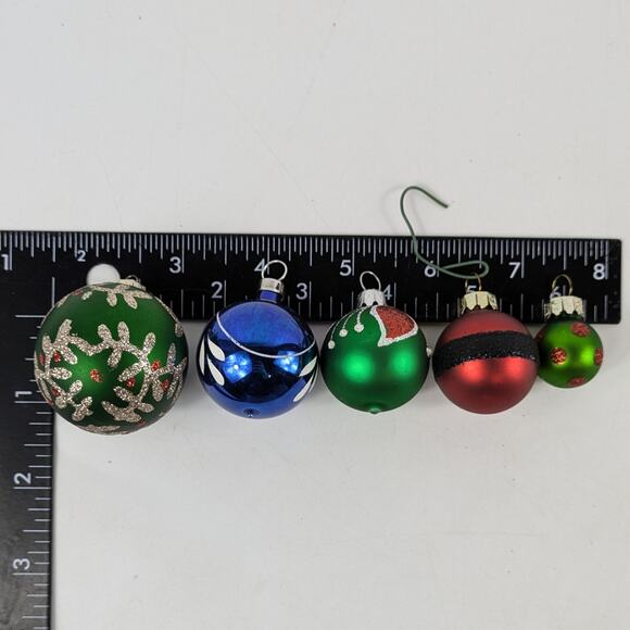 Assorted Mini Glass Christmas Ball Ornaments Lot Glitter Accents Colourful Set - Picture 2 of 3